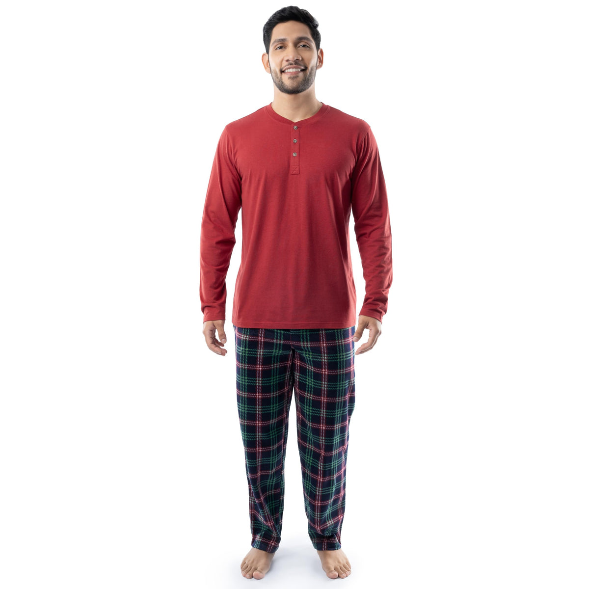IZOD Men's Long Sleeve Jersey Top and Fleece Pants Sleep Pajama Set