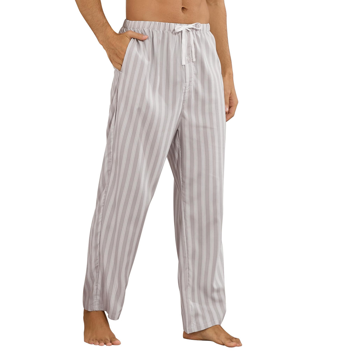 Vulcanodon Men Striped Pajama Pant Cozy Lightweight Lounge Pj Bottom