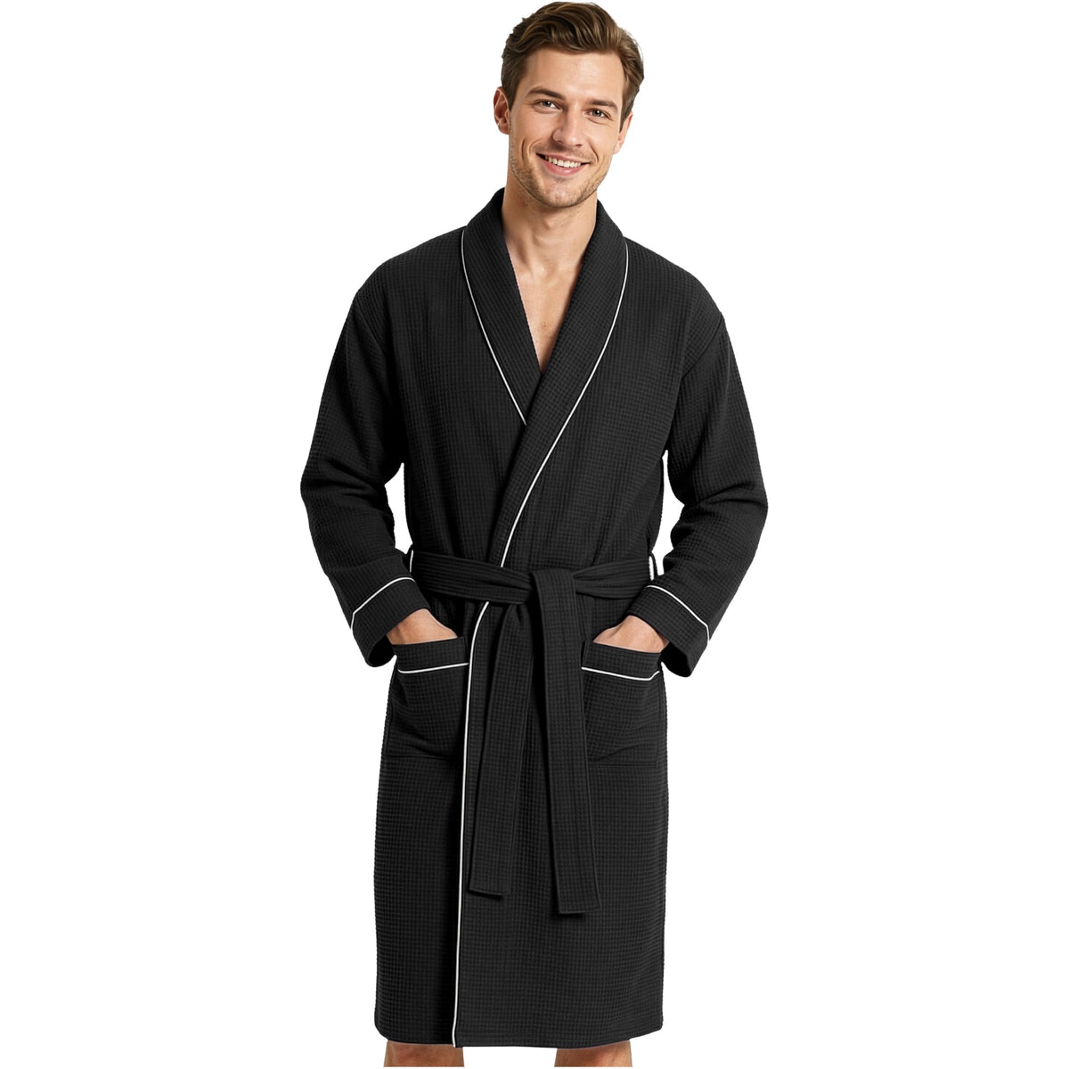 Get Trend Waffle Robes for Men M-3XL, Lightweight Soft Bathrobes, Cozy House Coat for Spa, Shower & Hotel