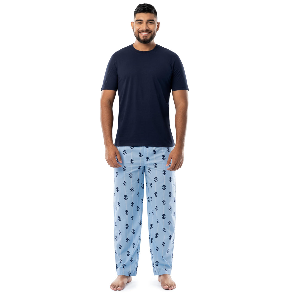 IZOD Men's Short Sleeve Jersey Top and Printed Pants Pajama Sleep Set