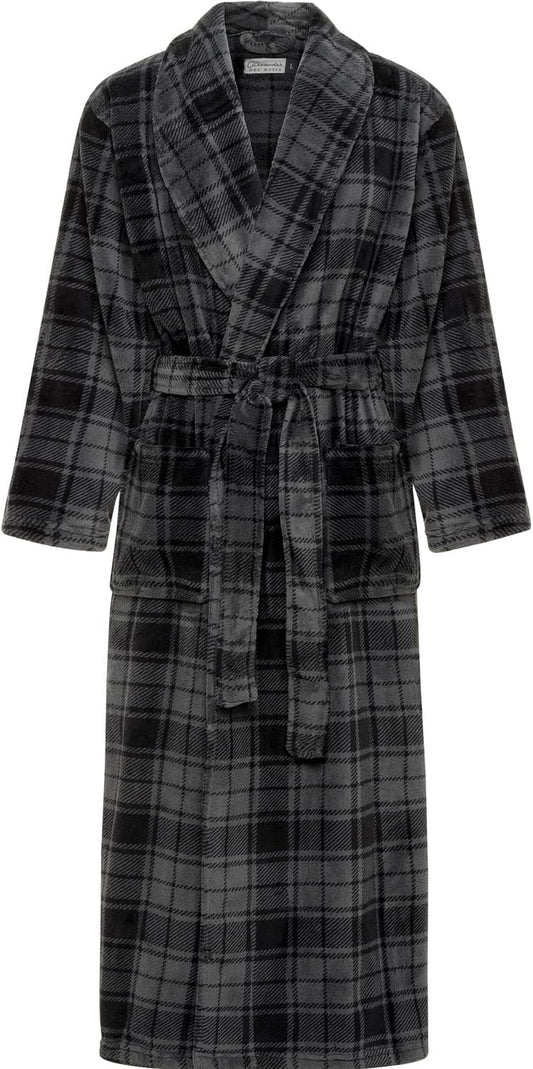 Men's Plush Fleece Robe, Warm Full Length Bathrobe, Big & Tall