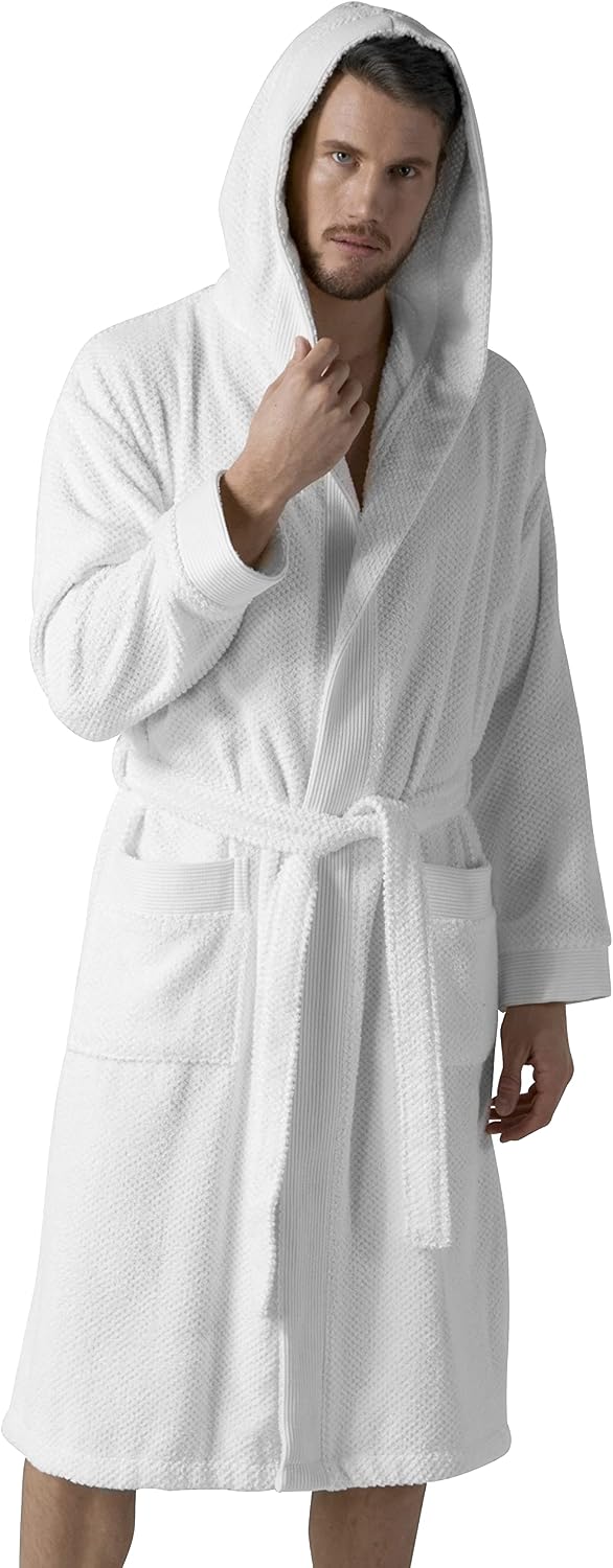 SEYANTE Luxury Bathrobe Men - GOTS Certified Organic Turkish Cotton Terry Cloth Hooded Robe