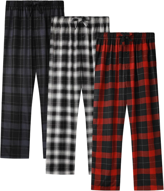 BAMBOO COOL Men's Pajama Bottoms Plaid Pajamas Pants Soft Lounge Woven Pj