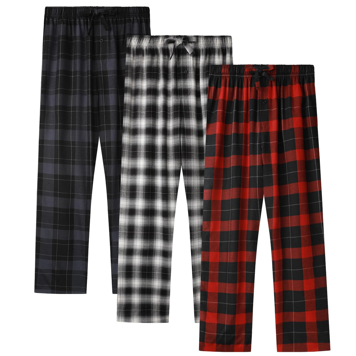 BAMBOO COOL Men's Pajama Bottoms Plaid Pajamas Pants Soft Lounge Woven Pj