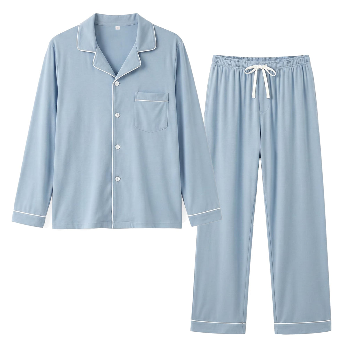 Vulcandon Mens Cotton Pajamas Set, Button Down Sleepwear 2 Piece PJs