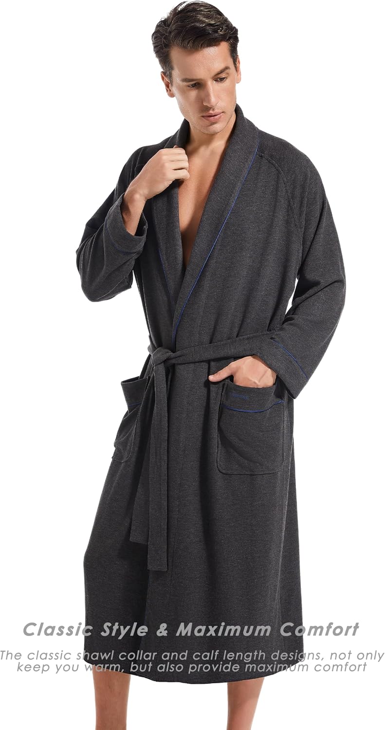 SlumberMee Luxurious Mens Robe, Year-round Shawl Collar Bathrobe for Men