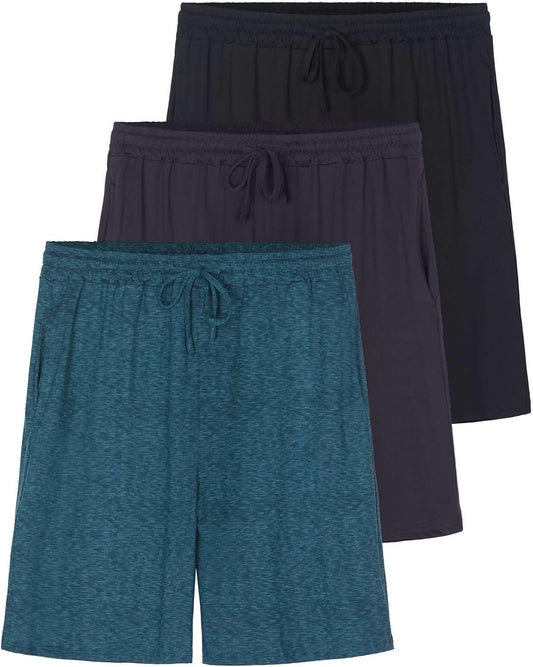 3 Pack Men's Pajama Shorts Sleep Lounge Casual PJ Comfy Cooling Pockets