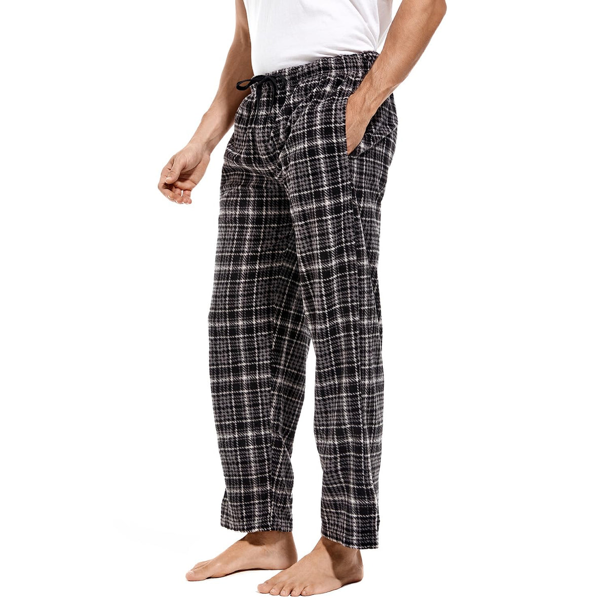 DG Hill 1Pack or 3Pack Mens PJ Pajama Pants Bottoms Fleece Lounge Pants Sleepwear Plaid PJs with Pockets Microfleece