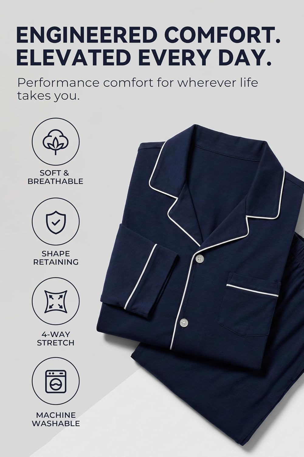 Vulcandon Mens Cotton Pajamas Set, Button Down Sleepwear 2 Piece PJs
