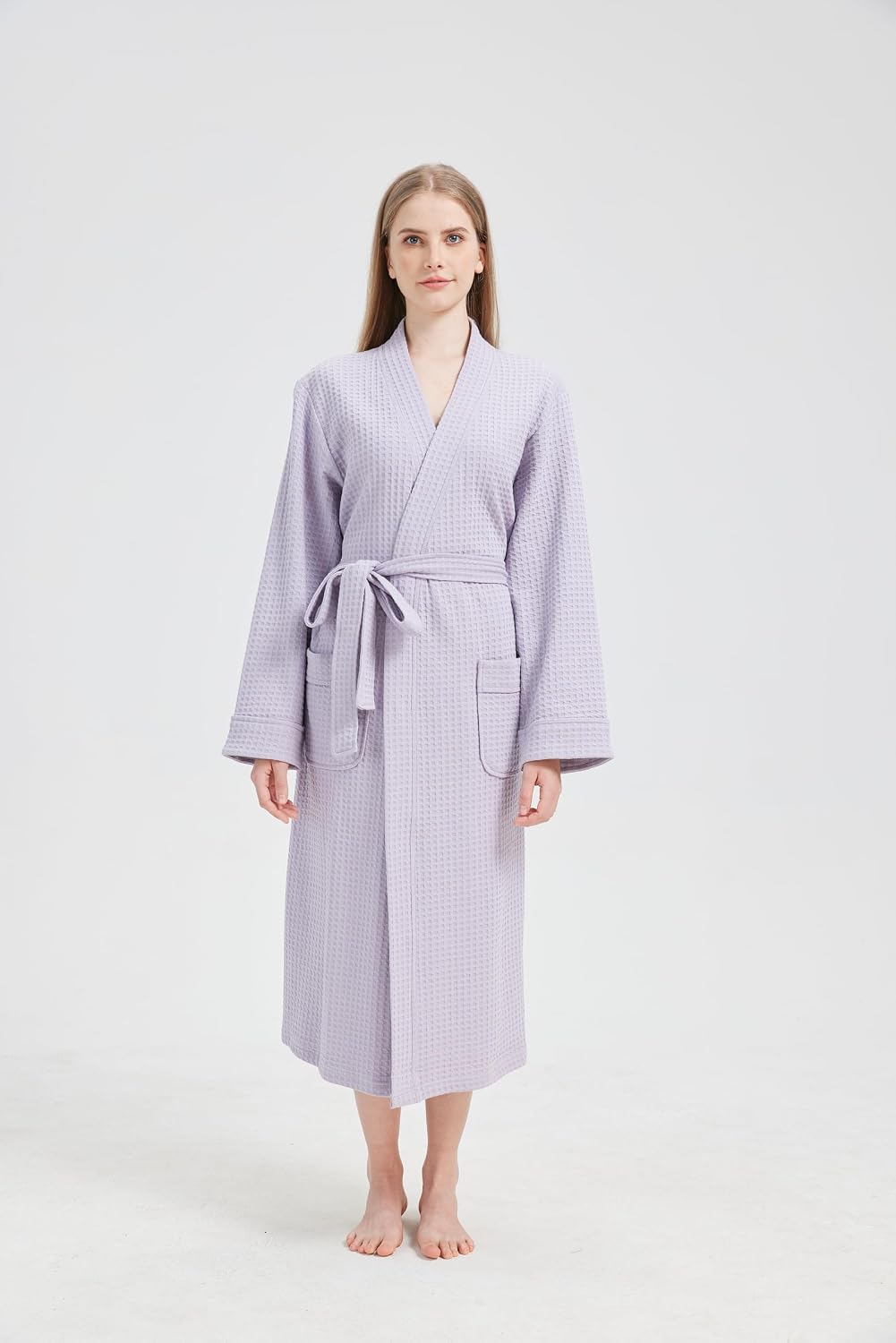 Waffle Robe for Women, Soft Cotton Spa Robes for Summer, Lightweight Knit Waffle Bathrobe, Kimono Bathrobes