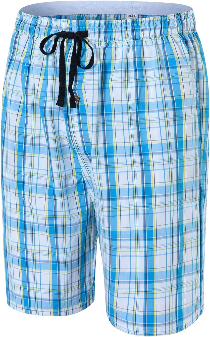 MoFiz Mens Pajama Shorts Woven Cotton Sleep Lounge Shorts 3-Pack Plaid