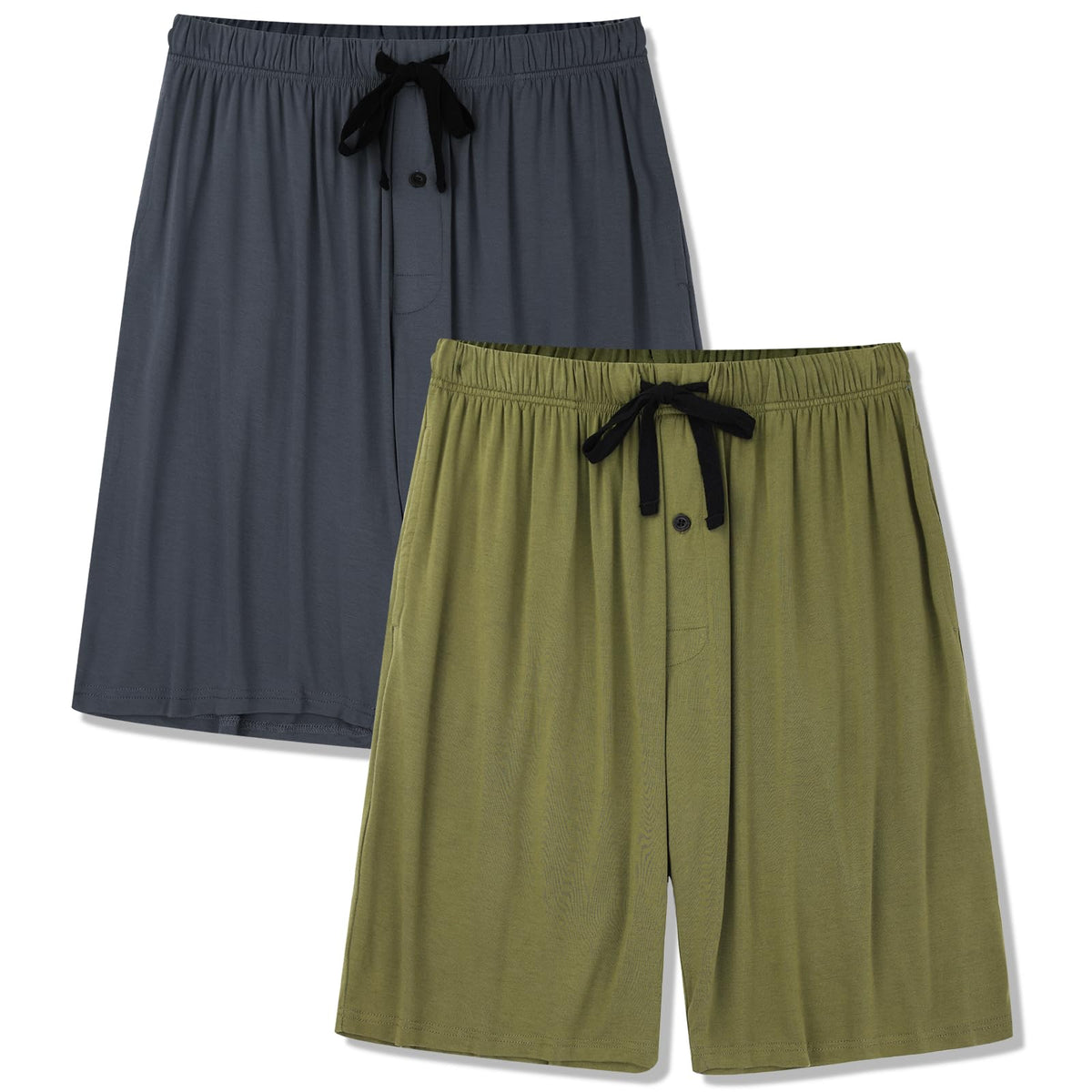 BAMBOO COOL Men's Pajama Shorts Lounge Sleep Shorts with Pockets 2 Pack