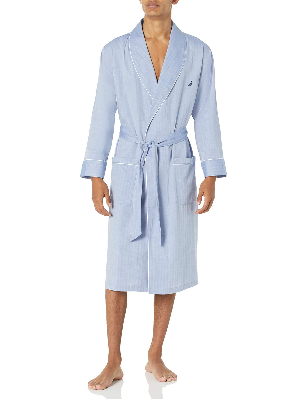Nautica Men's Long Sleeve Lightweight Cotton Woven Robe