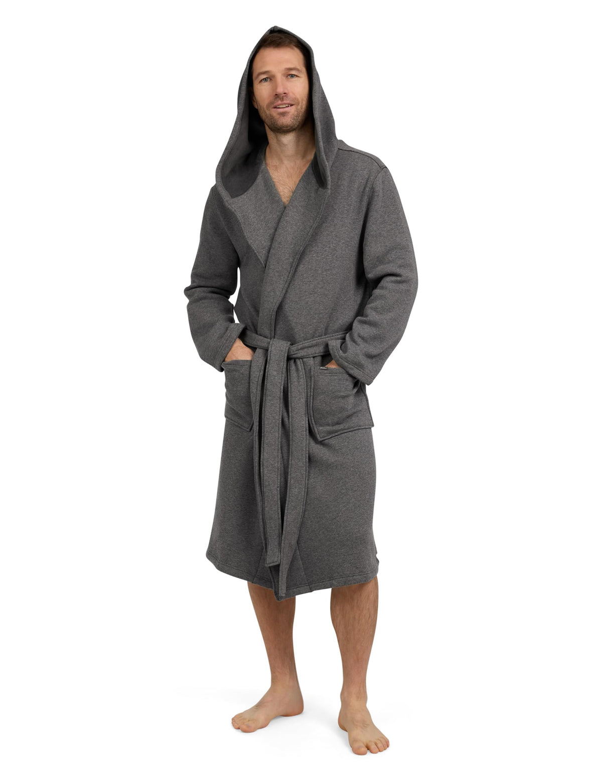 Eddie Bauer Mens Robe - Luxury Fleece Bathrobe with Hood and Pockets | Soft Warm Plush Winter Bath Robe for Men