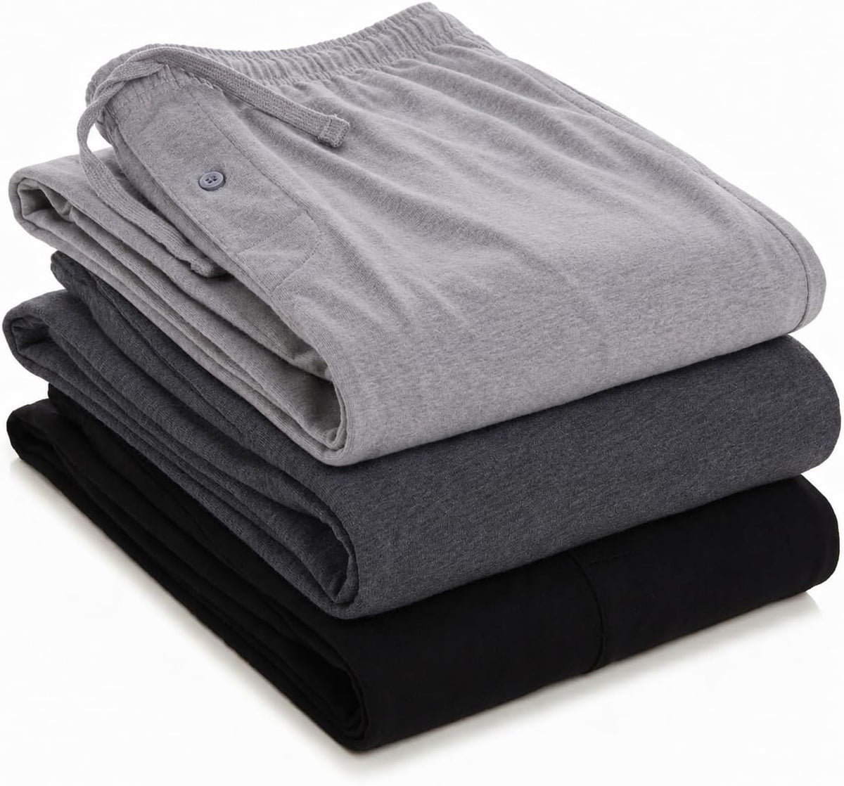 DARESAY Mens Pajama Pants 3 Pack – Soft Knit Lounge Sleepwear with Pockets, Elastic Waist & Drawstring, Up to 3XL