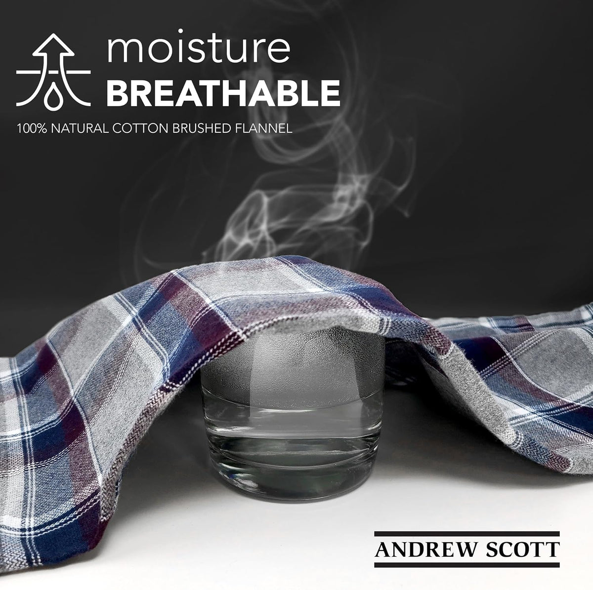 Andrew Scott Mens' Robe with Hoodie| Cotton Flannel Brush Plaid | All Season | Full Length House Robe