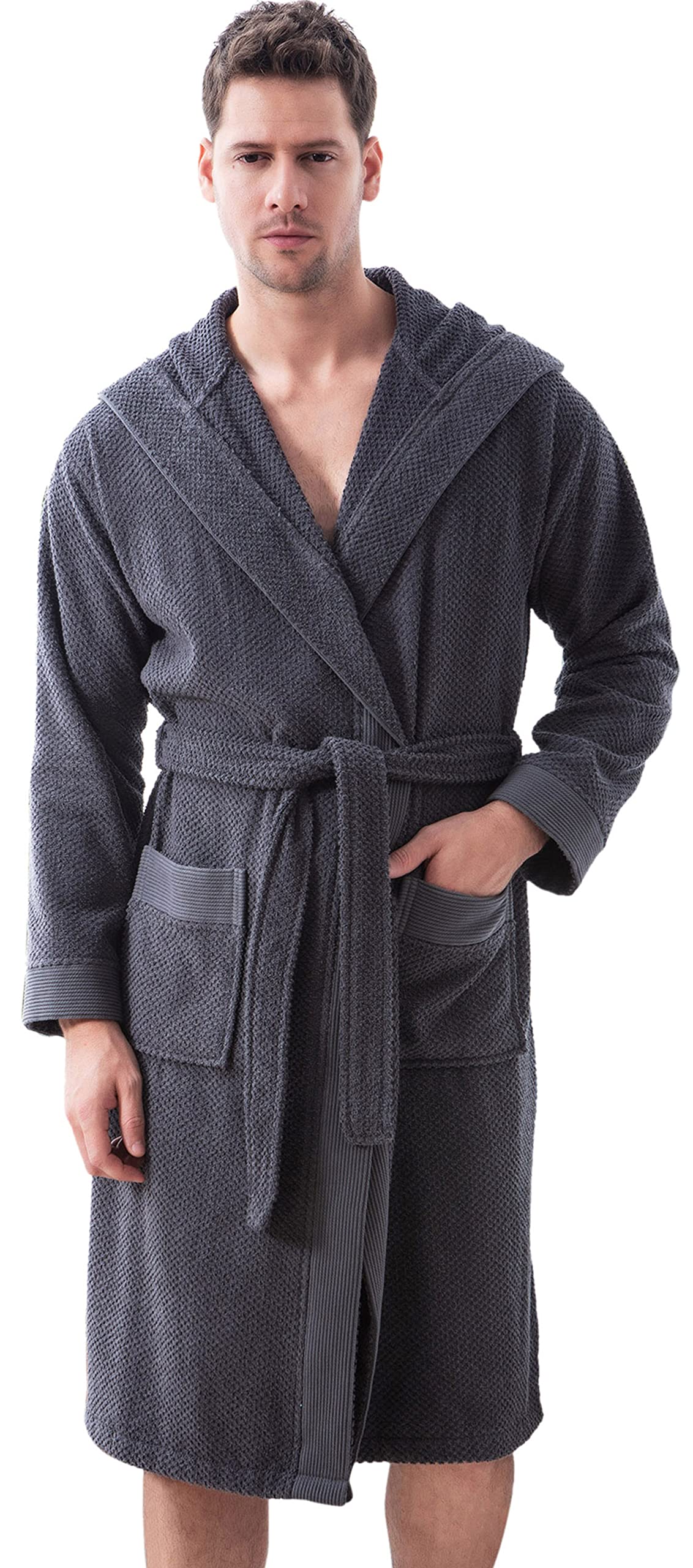 SEYANTE Luxury Bathrobe Men - GOTS Certified Organic Turkish Cotton Terry Cloth Hooded Robe