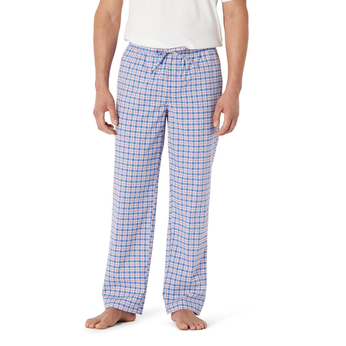 Amazon Essentials Men's Cotton Poplin Straight-Fit Pajama Pants with Pockets, Elastic Waist, Drawstring