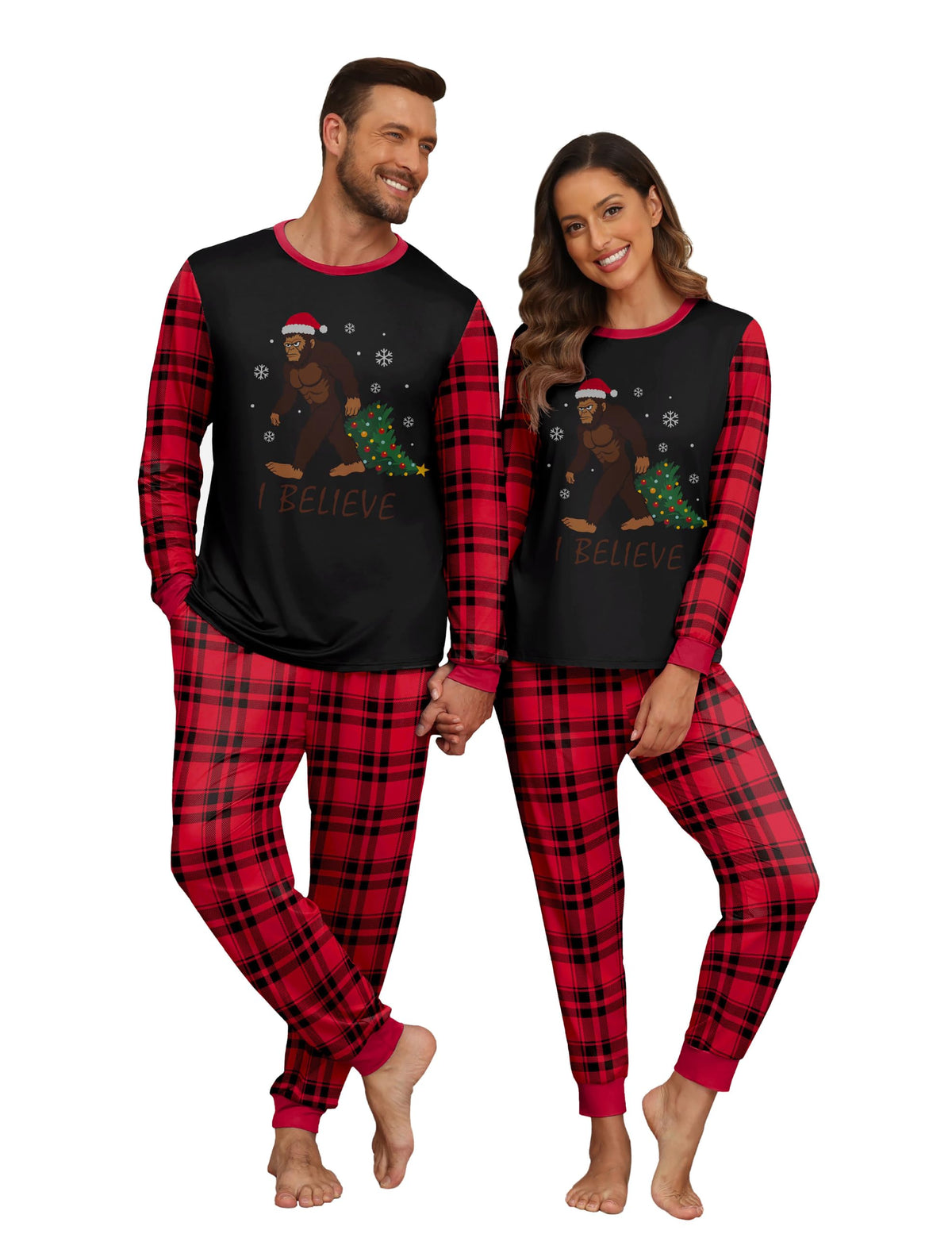 PrinStory Pajamas Set for Men & Women Long Sleeve Soft Sleepwear S-2XL
