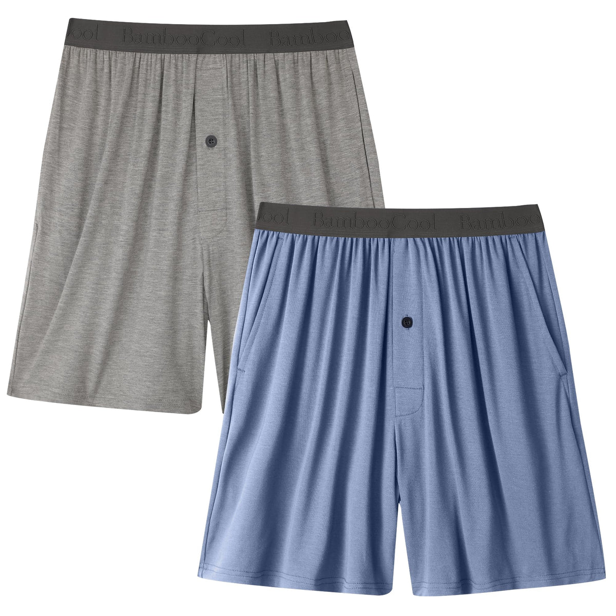 BAMBOO COOL Men's Pajama Shorts Lounge Sleep Shorts with Pockets 2 Pack