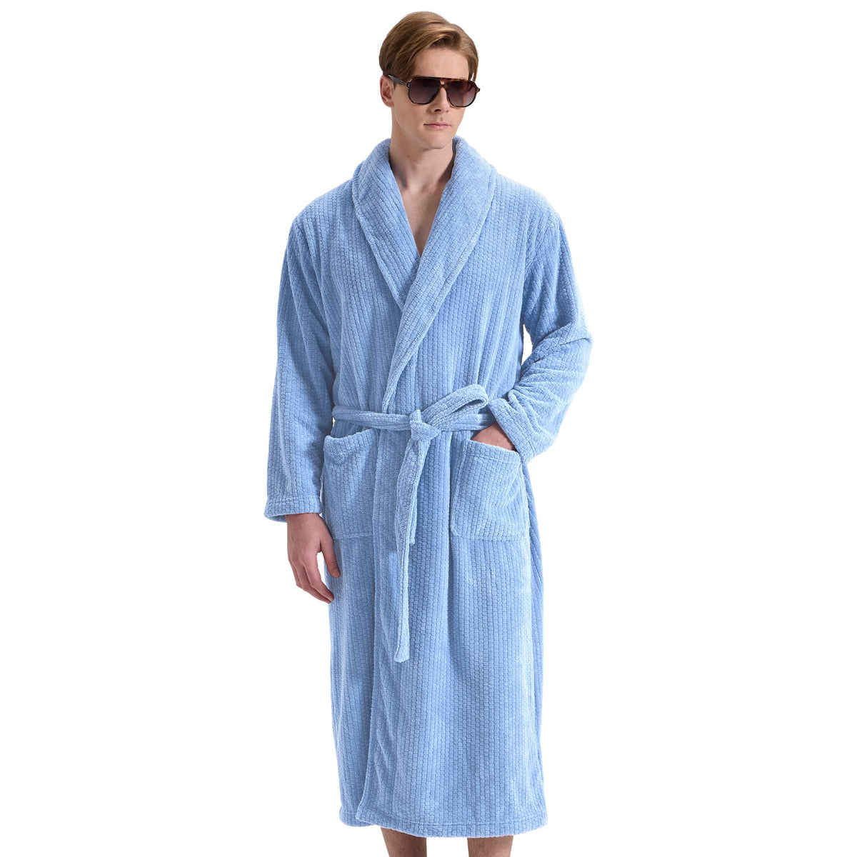 PJGGZ Men's Shawl Collar Bathrobe, Soft Long Towel Robe for Men - Super Absorbent Quick Dry yet Warm