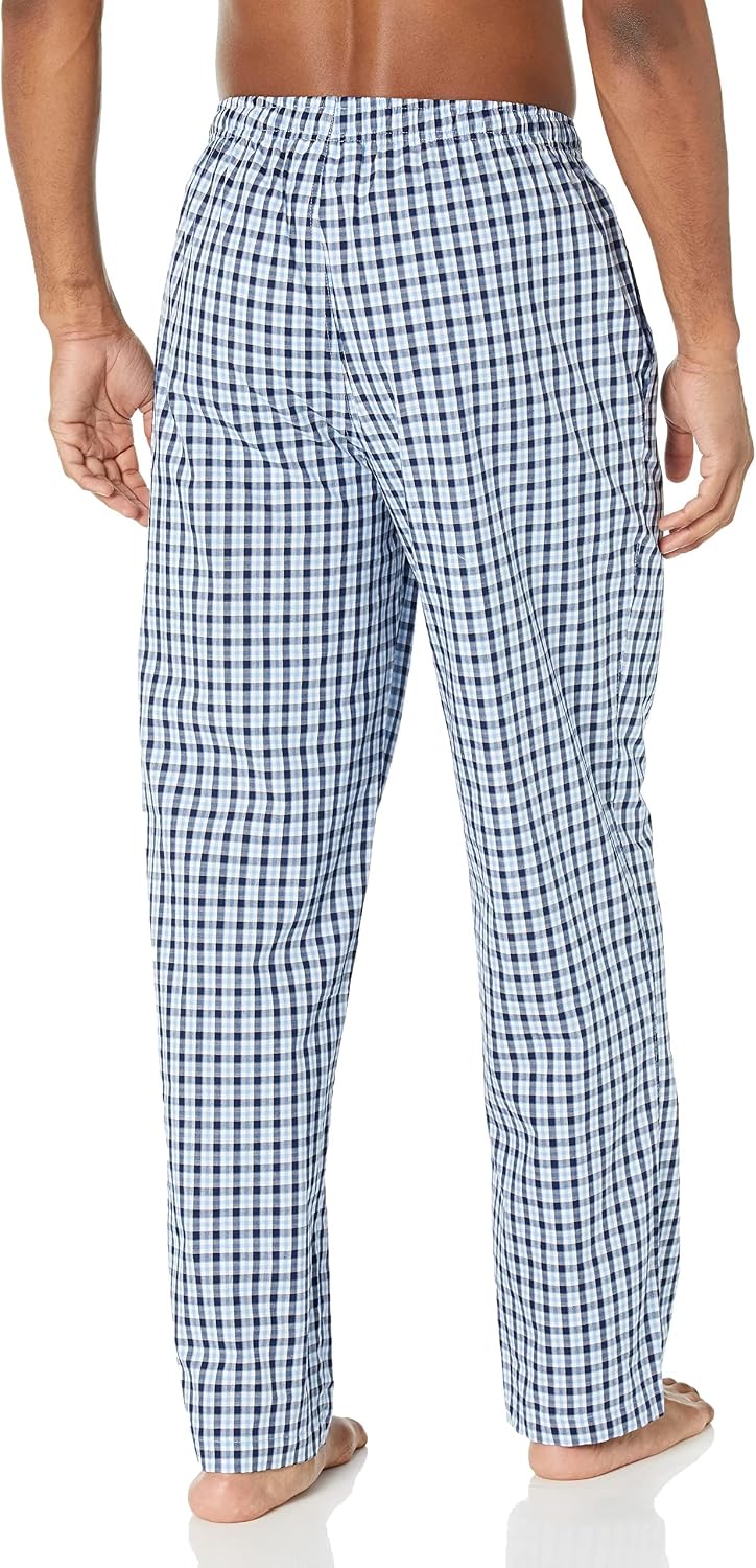 Amazon Essentials Men's Cotton Poplin Straight-Fit Pajama Pants with Pockets, Elastic Waist, Drawstring