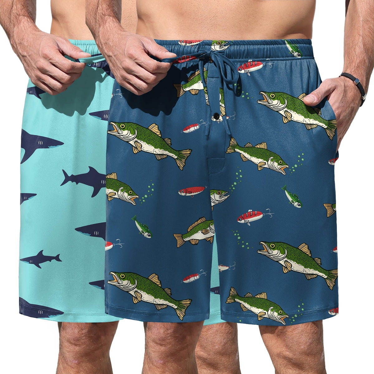 Ekouaer Men's Pajama Shorts Soft Sleepwear Bottoms Pj Shorts with Pocket