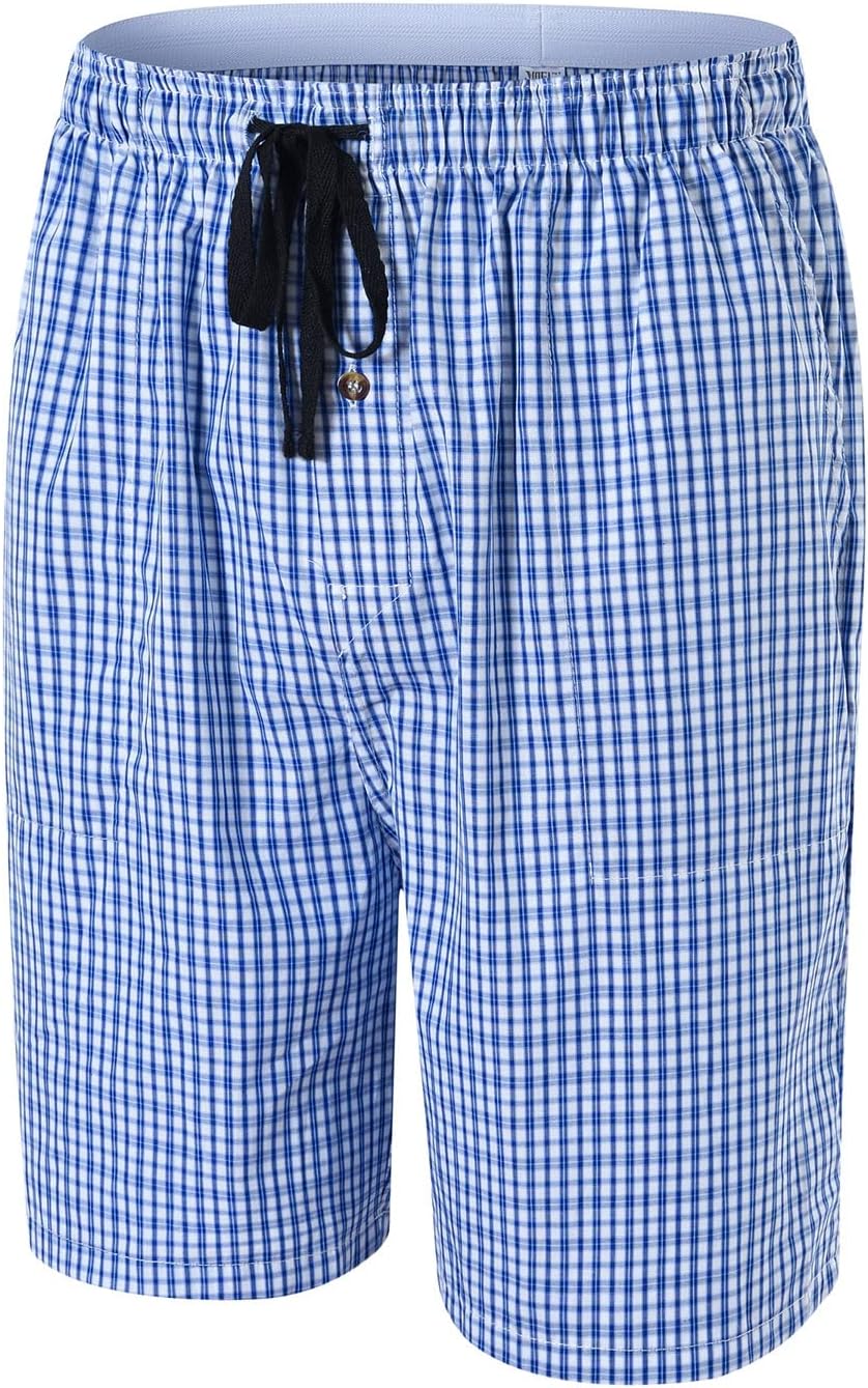 MoFiz Mens Pajama Shorts Woven Cotton Sleep Lounge Shorts 3-Pack Plaid