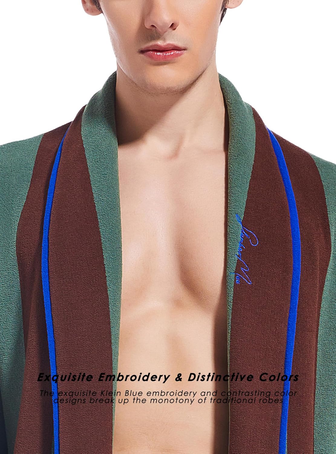 SlumberMee Mens Luxurious Robe Shawl Collar Bathrobe for Men Vintage Stripe