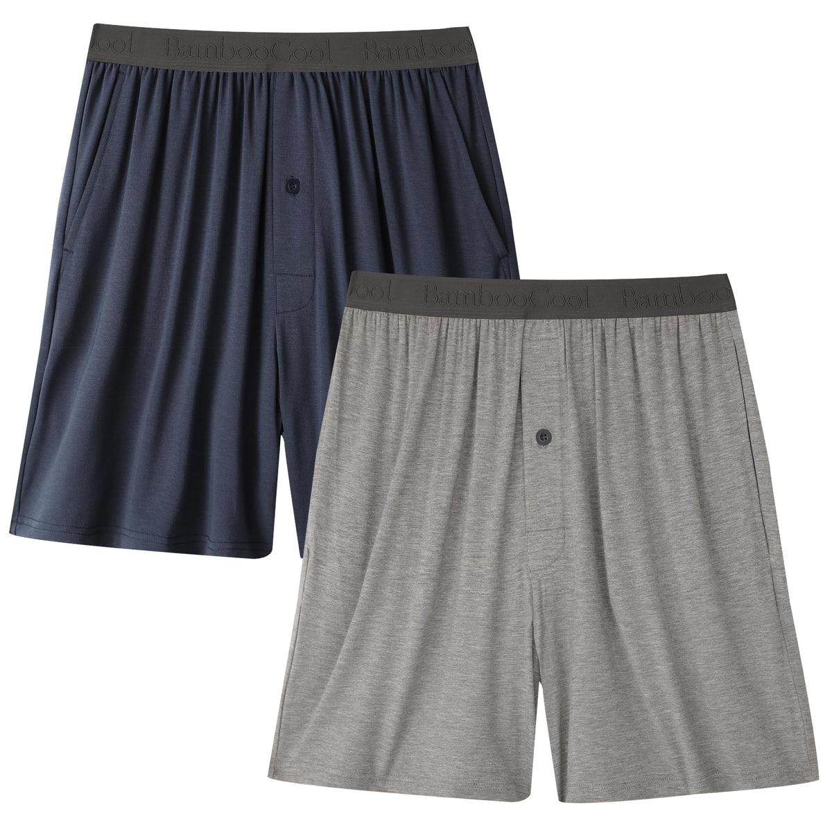 BAMBOO COOL Men's Pajama Shorts Lounge Sleep Shorts with Pockets 2 Pack