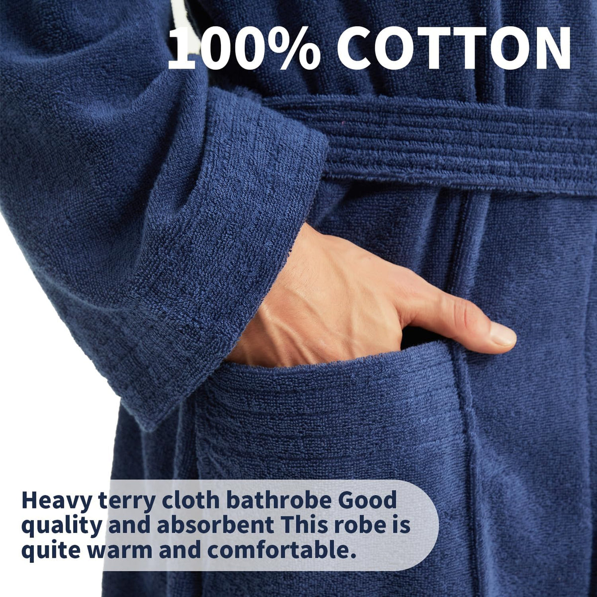 ZABER Bathrobe Mens,Pure Cotton Robe for Men,Thick Terry Cloth Bathrobe,Luxury Long Combed Men's Cotton Robe