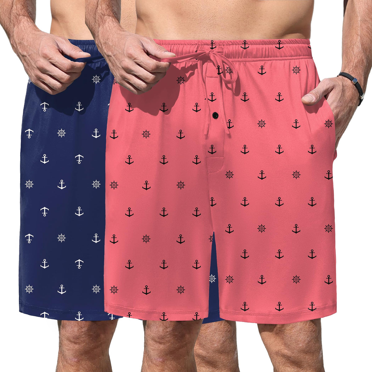 Ekouaer Men's Pajama Shorts Soft Sleepwear Bottoms Pj Shorts with Pocket