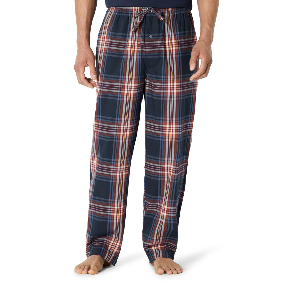 Amazon Essentials Men's Cotton Poplin Straight-Fit Pajama Pants with Pockets, Elastic Waist, Drawstring