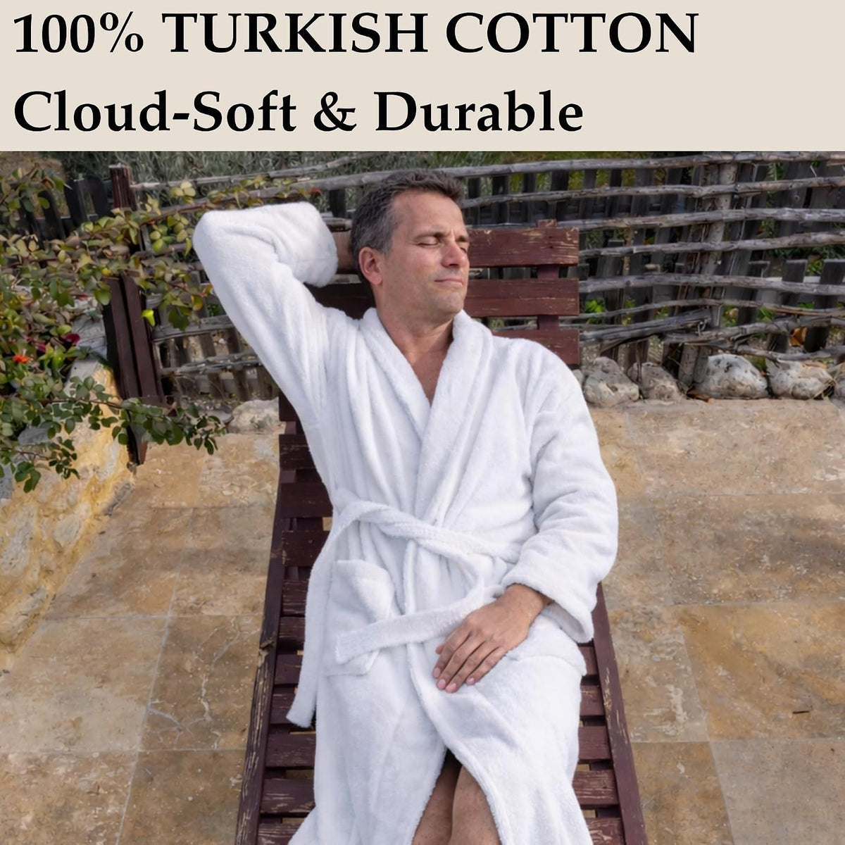 Men's Turkish Cotton Terry Bathrobe, Shawl Collar