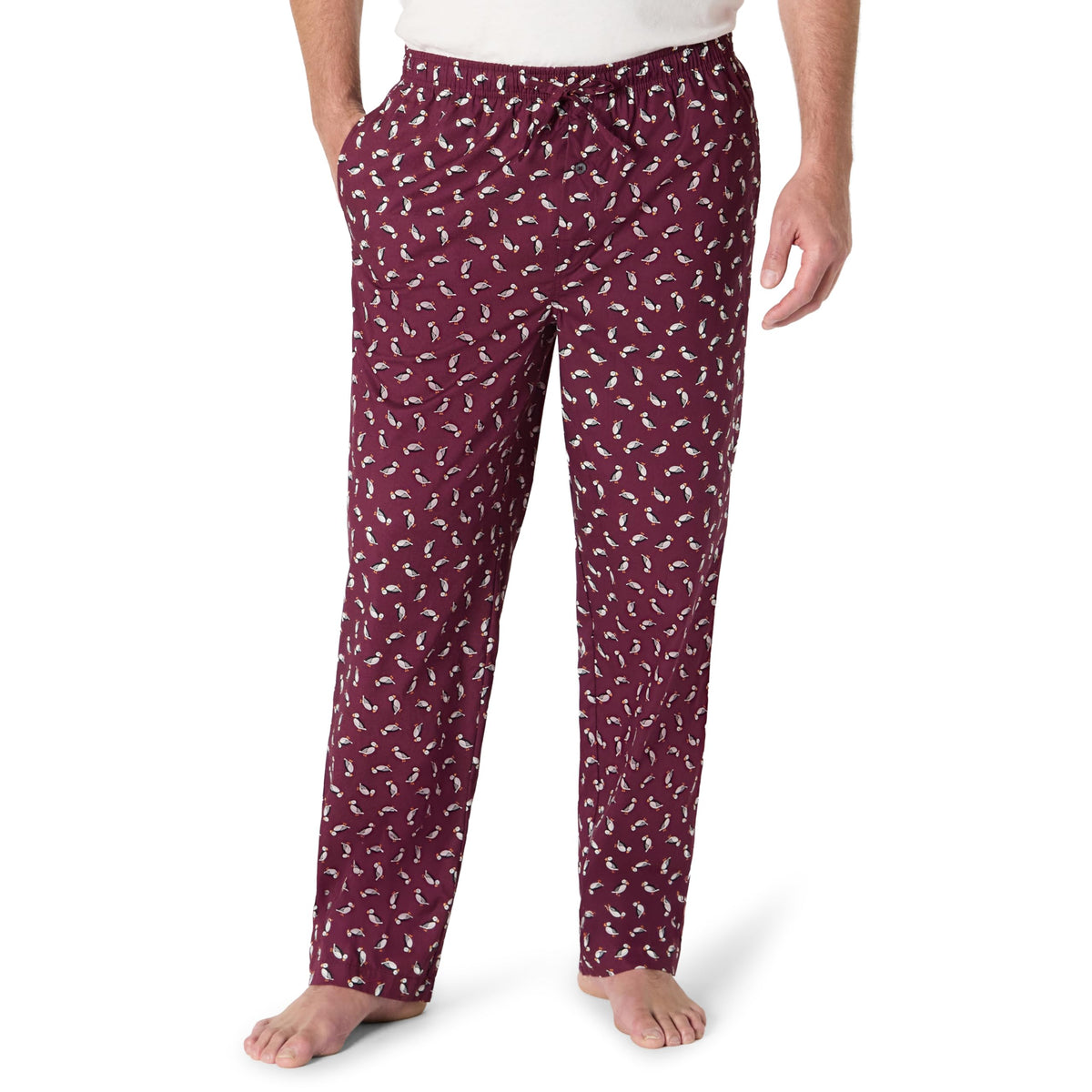 Amazon Essentials Men's Cotton Poplin Straight-Fit Pajama Pants with Pockets, Elastic Waist, Drawstring