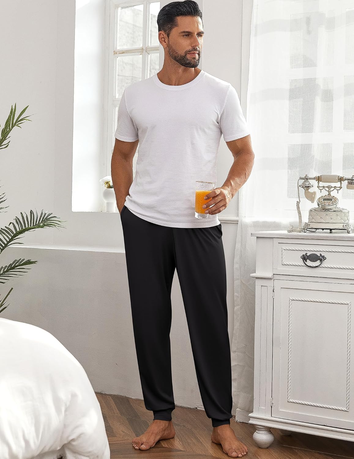 Ekouaer Mens Pajama Pants Jogger Comfy Loungewear with Pockets Drawstring