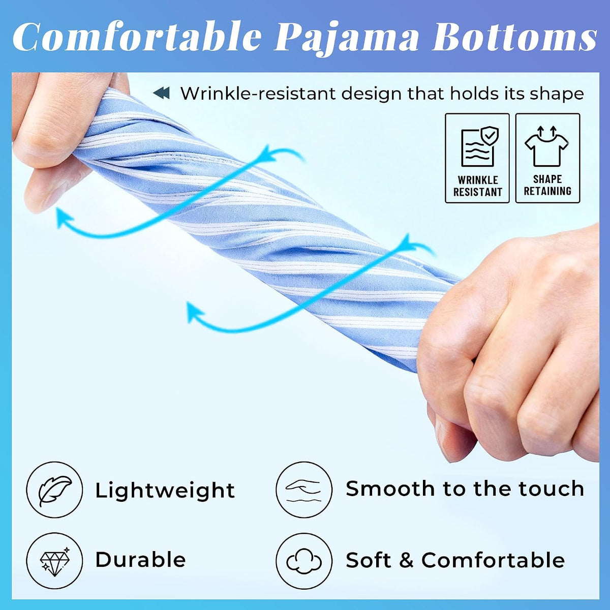 Vulcanodon Men Striped Pajama Pant Cozy Lightweight Lounge Pj Bottom
