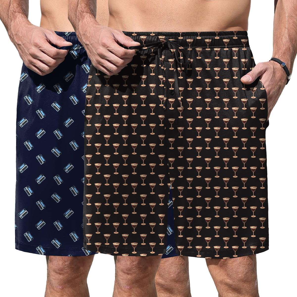 Ekouaer Men's Pajama Shorts Soft Sleepwear Bottoms Pj Shorts with Pocket