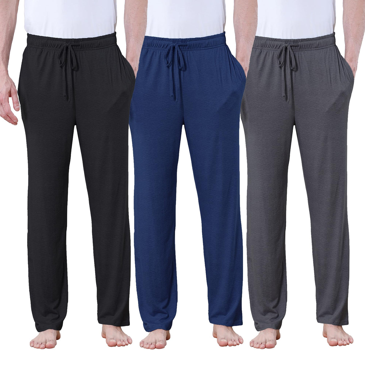 DITOK Men's Lightweight Pajama Pants Soft Lounge Sleep Joggers Adjustable Drawstring & Pockets All-Season Sleepwear