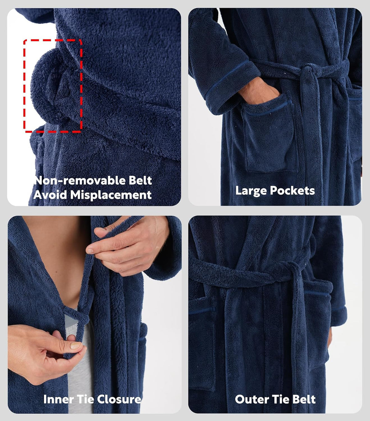 DAVID ARCHY Men's Robe Full Length Long Bathrobe