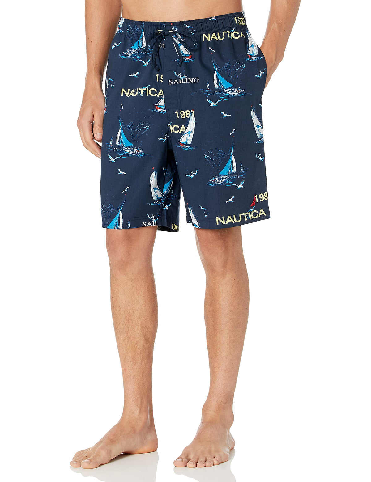 Nautica Men's Soft Woven 100% Cotton Elastic Waistband Sleep Pajama Short