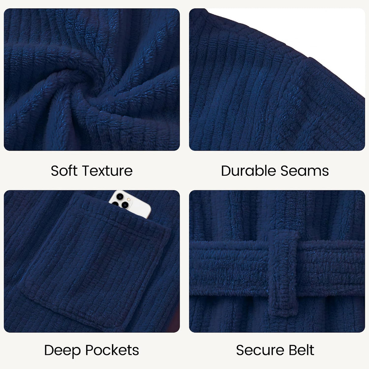 PJGGZ Men's Bathrobes with Hood, Soft Long Towel Robe for Men - Super Absorbent Quick Dry yet Warm