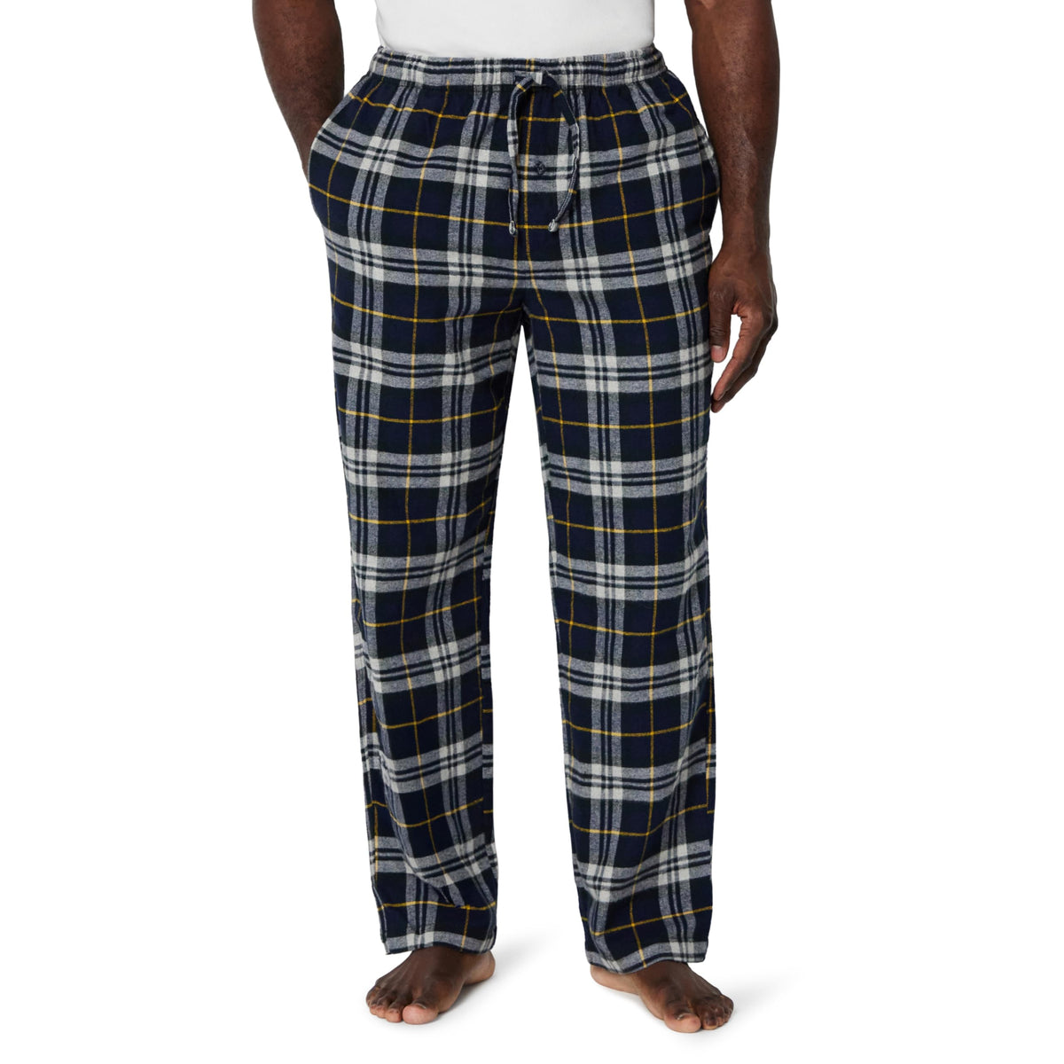 Amazon Essentials Men's 100% Cotton Flannel Sleep Pant, Relaxed Fit Lounge Pants with Elastic Waist and Drawstring