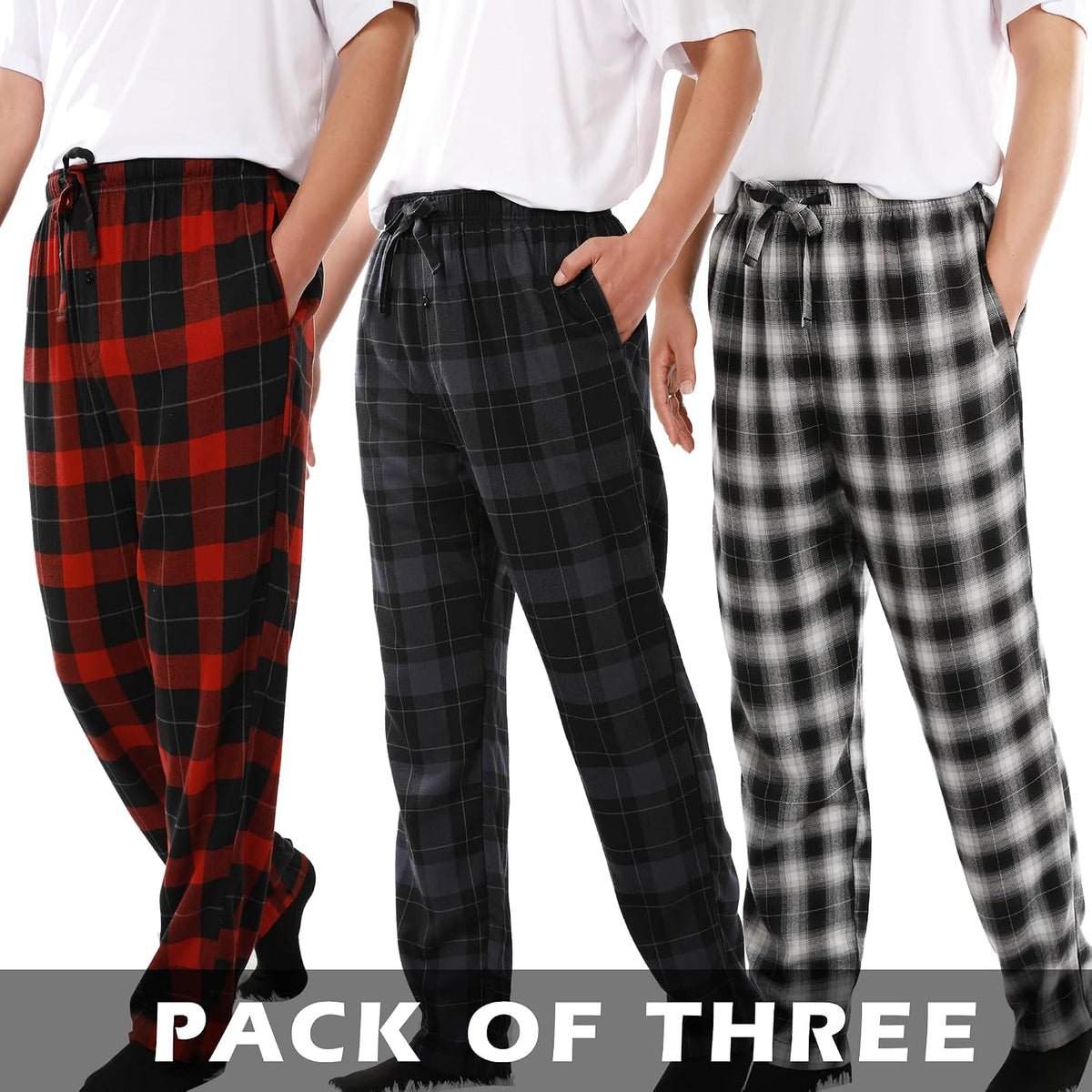 BAMBOO COOL Men's Pajama Bottoms Plaid Pajamas Pants Soft Lounge Woven Pj