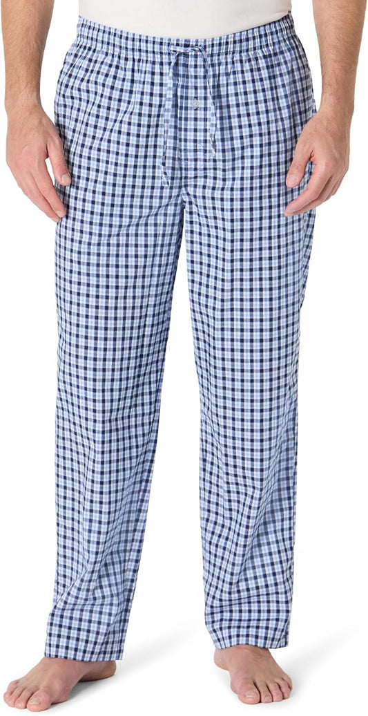 Amazon Essentials Men's Cotton Poplin Straight-Fit Pajama Pants with Pockets, Elastic Waist, Drawstring