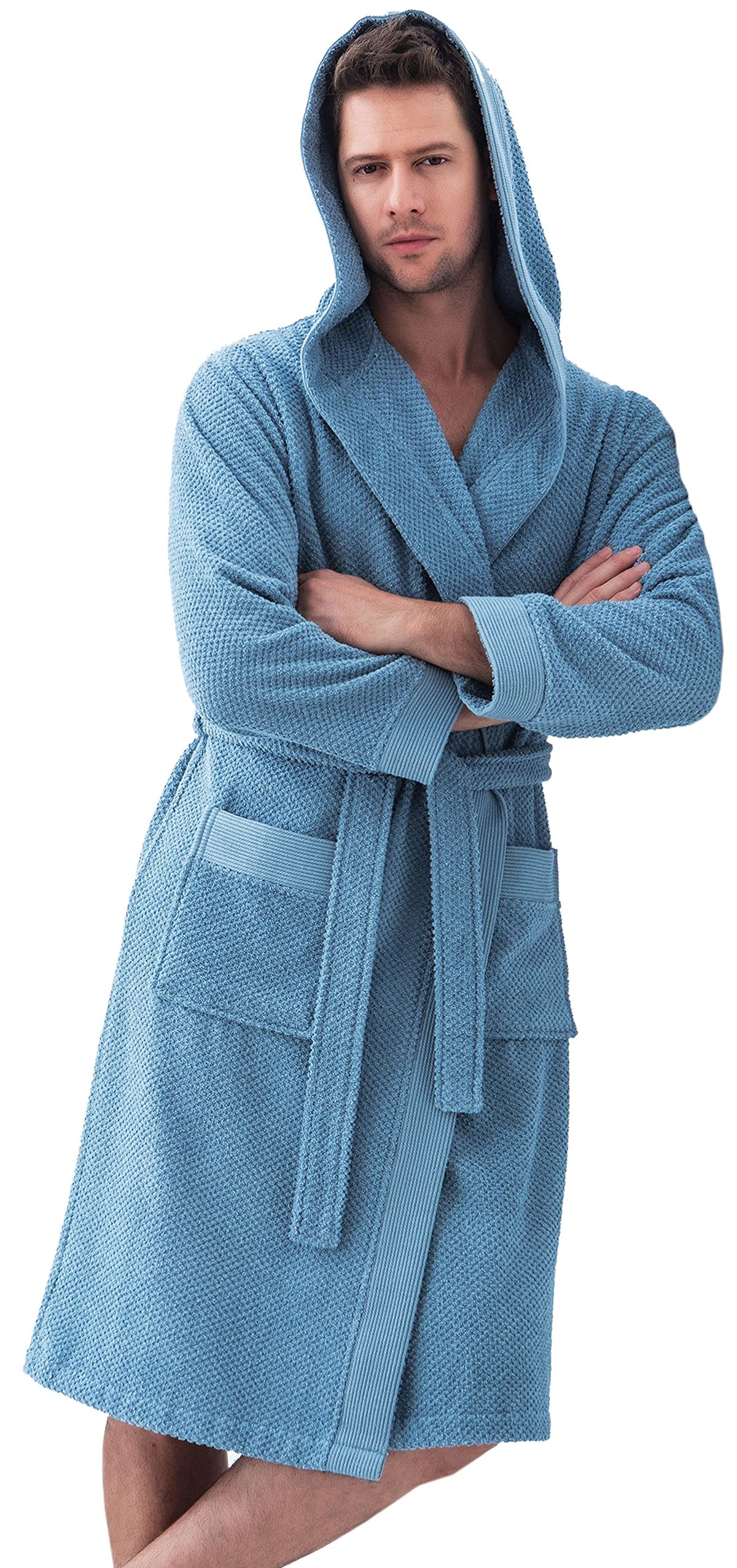 SEYANTE Luxury Bathrobe Men - GOTS Certified Organic Turkish Cotton Terry Cloth Hooded Robe