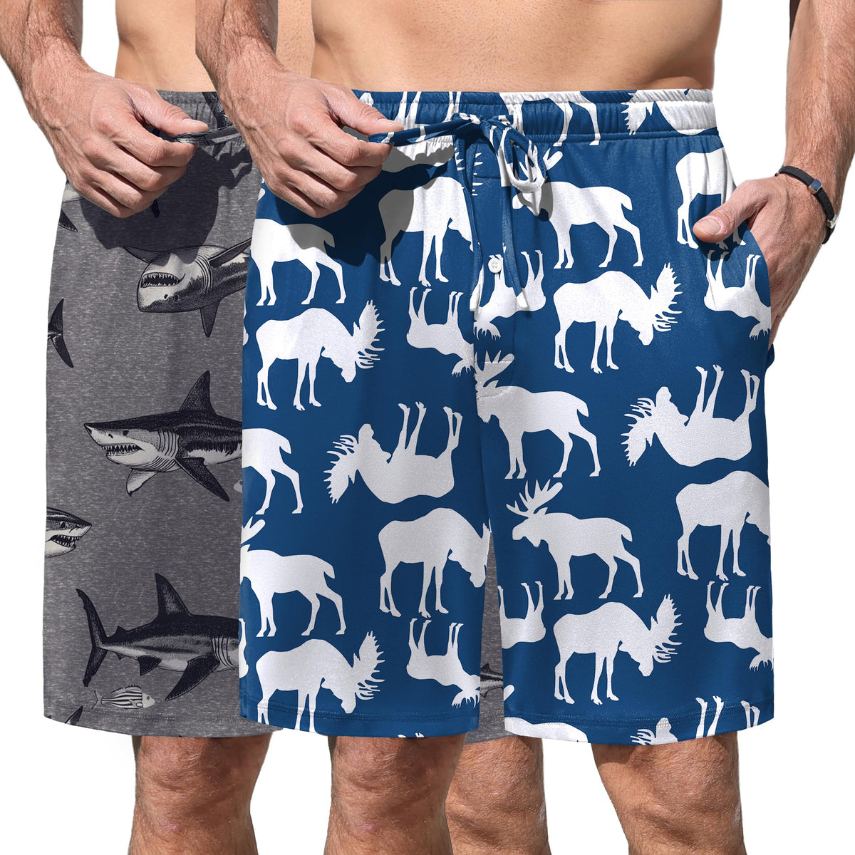 Ekouaer Men's Pajama Shorts Soft Sleepwear Bottoms Pj Shorts with Pocket
