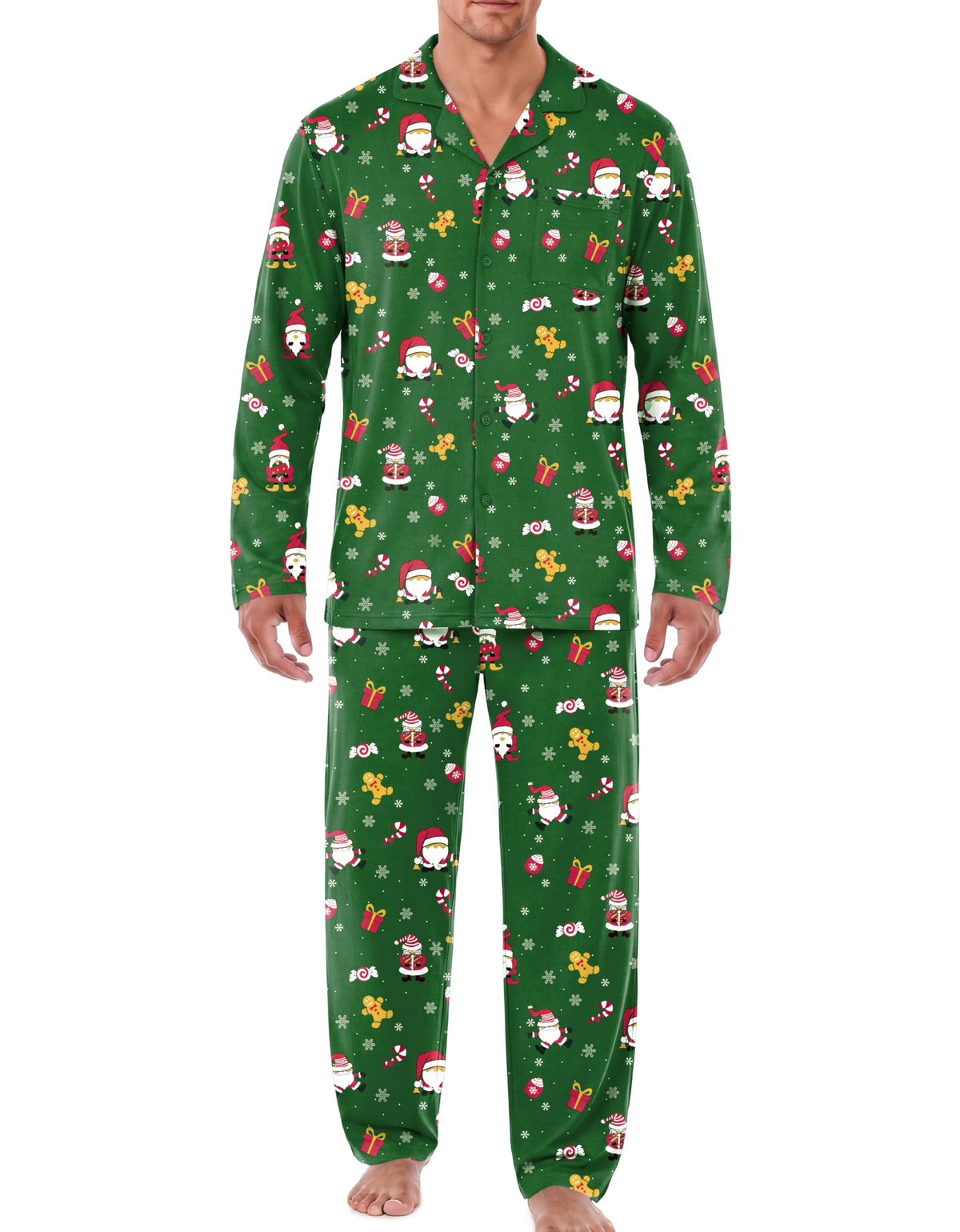 Ekouaer Mens Pajamas Set Long Sleeve Button Down Pjs Long Pants with Pocket