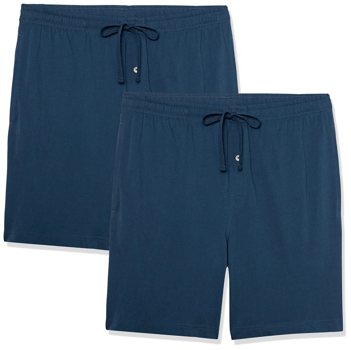 Amazon Essentials Men's 7" Cotton Knit Sleep Shorts, Loungewear Pajama Shorts with Drawstring, Elastic Waistband, Pack of 2