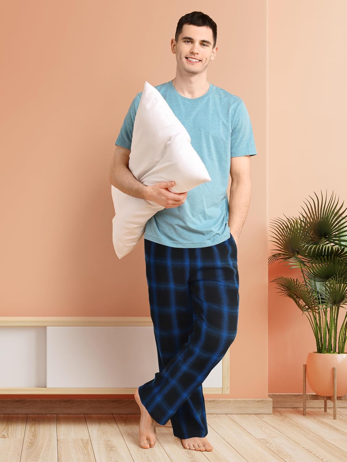Men's Pajama Pants 3/4 Pack Flannel Plaid Cotton Sleep & Lounge PJ Bottoms